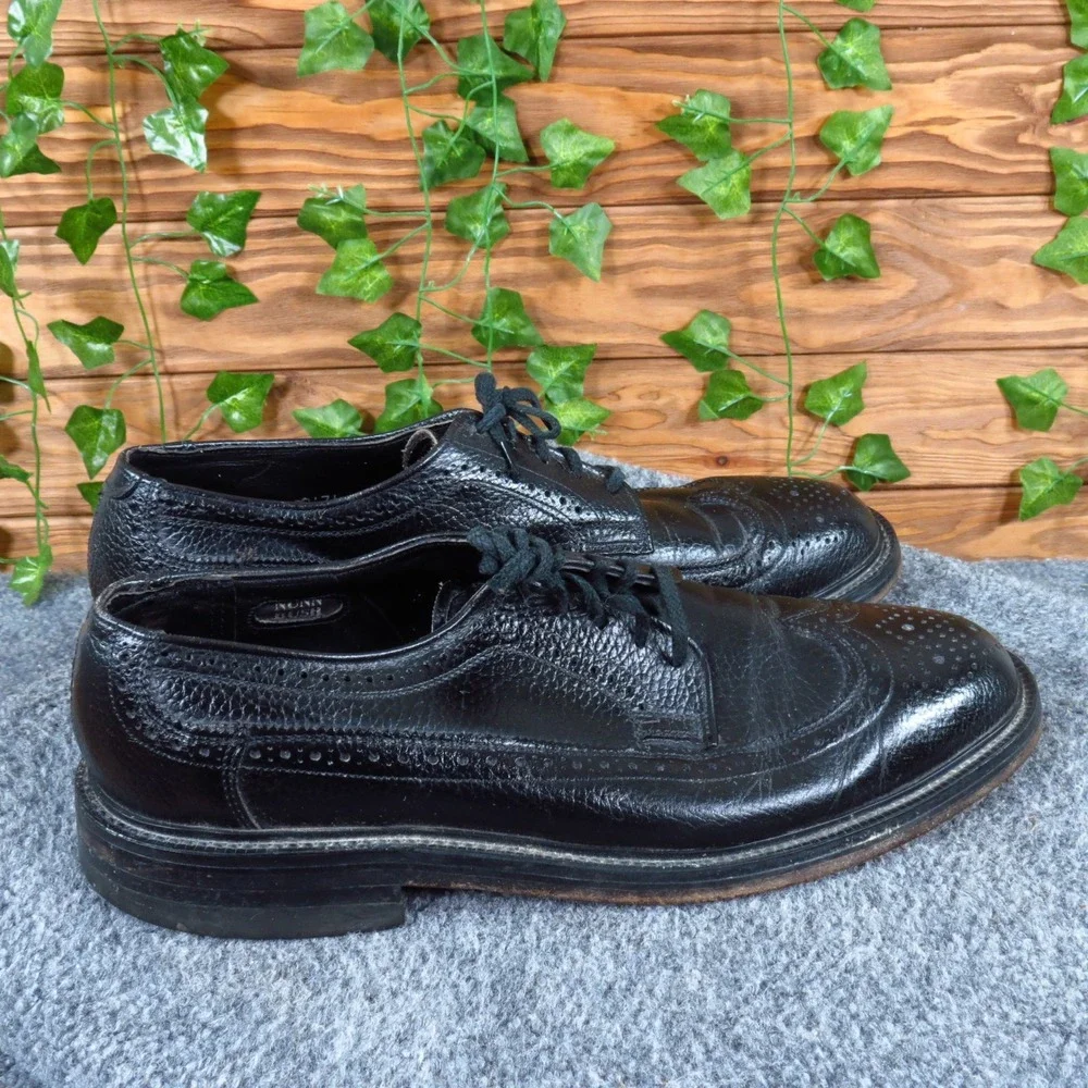 Nunn Bush Vintage Pebble Men Dress Shoe 9.5 Narrow Formal Business Black Leather